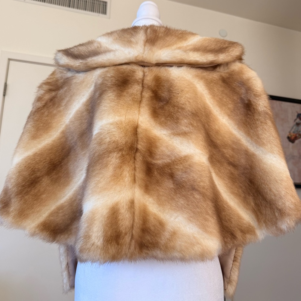 Eliza J Cream and Tan Fur Cape